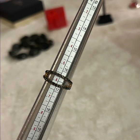 Double Gold Ring with Black Diamond Accents - Picture 8 of 9